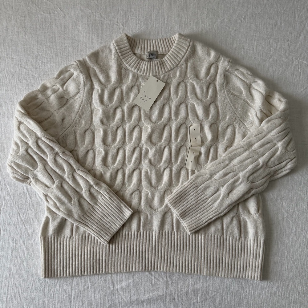 A New Day Cream Cable Knit Sweater